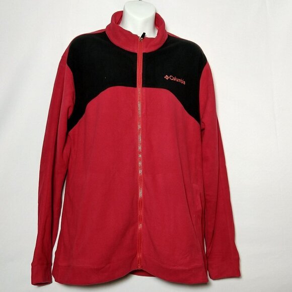 Columbia Womens Fleece Jacket Size XL NEW Red Blk - Picture 1 of 7